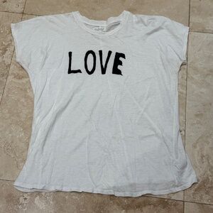 VELVET By Graham & Spencer White T Shirt w/ word Love graphic -Sz. Medium- EUC